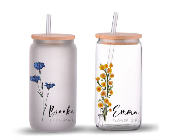 Glass Tumbler with Bamboo lid & straw 400ml